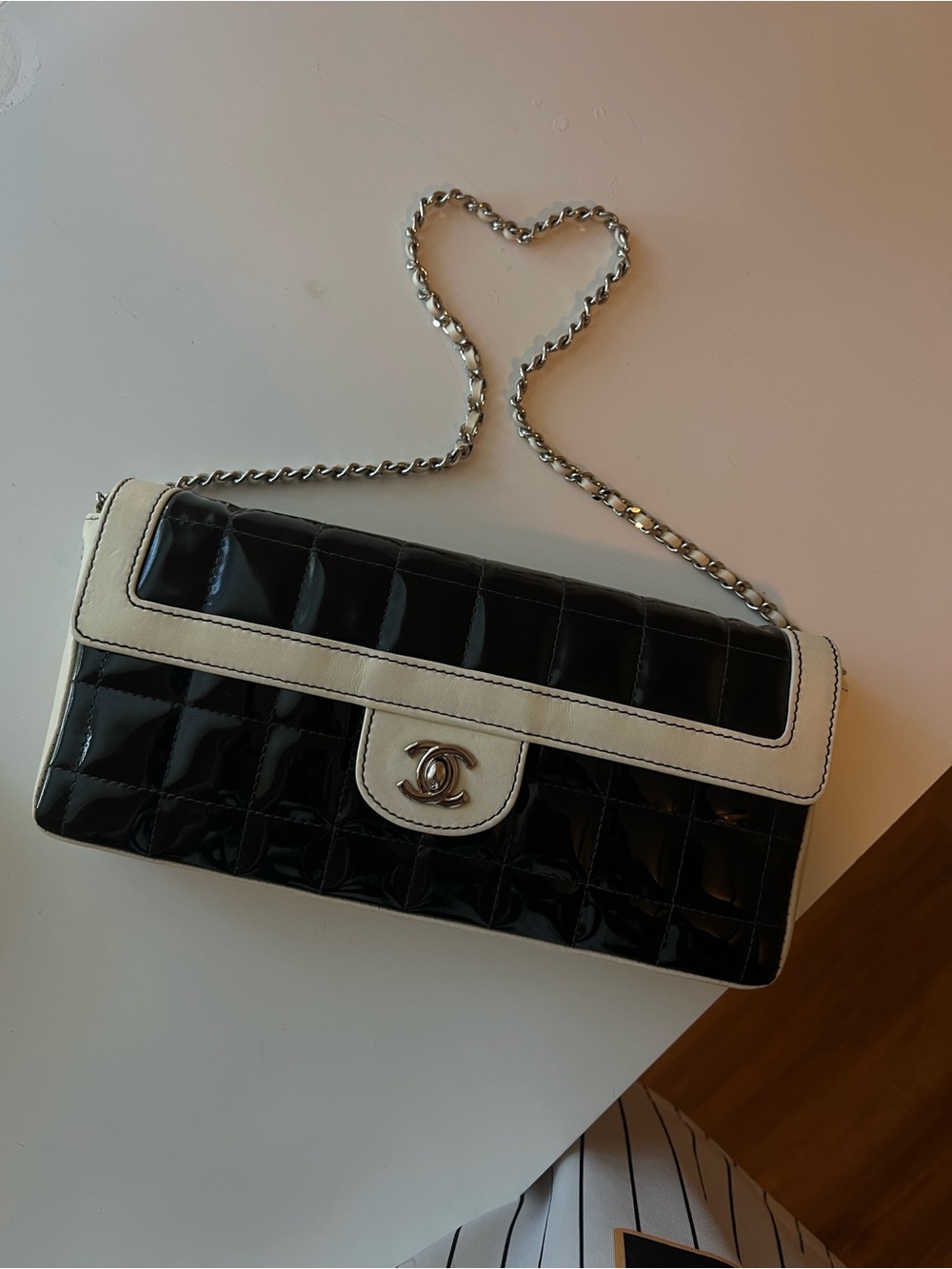 CHANEL east west chocolate bar bag